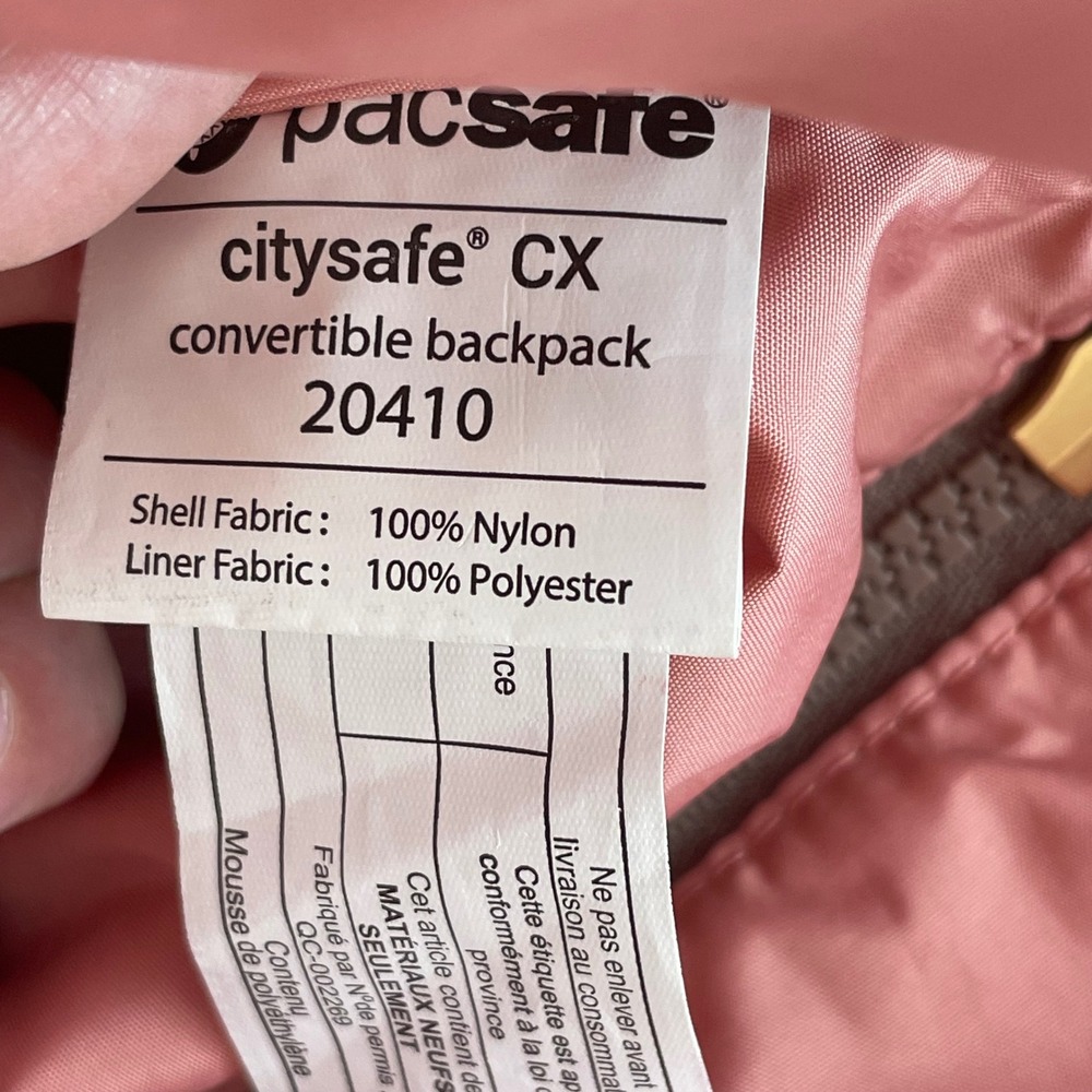 Pacsafe Citysafe CX Convertible Anti Theft Backpack Crossbody Blush Tan Nylon - Picture 6 of 11
